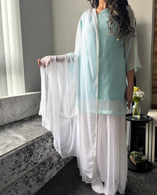 Sky Blue Sharara Set